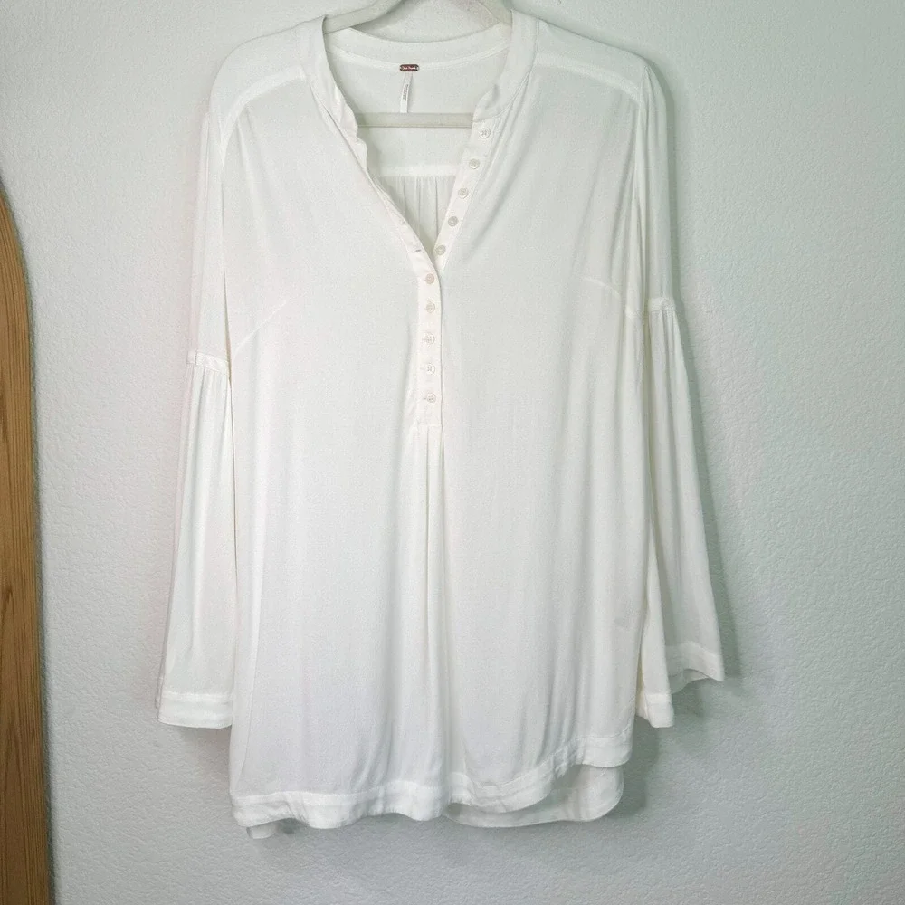 Free‎ People Easy Girl White Bell Sleeve Tunic Top